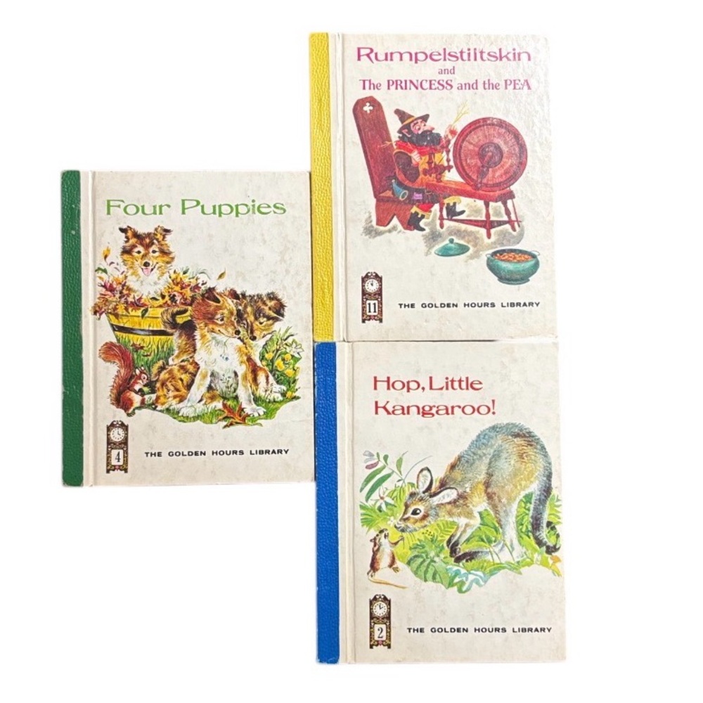 Rumpelstiltskin and The Princess and the Pea,Hop,Little Kangaroo,Four Puppies